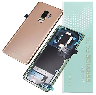 For Samsung S9 Plus , G965 - Replacement Battery Cover , Rear Panel With Camera Lens - Sunrise Gold - Service Pack - GH82 - 15652E