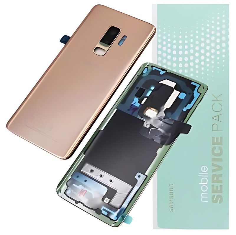 For Samsung S9 Plus , G965 - Replacement Battery Cover , Rear Panel With Camera Lens - Sunrise Gold - Service Pack - GH82 - 15652E