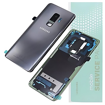 For Samsung S9 , G960 - Replacement Battery Cover , Rear Panel With Camera Lens - Titanium Grey - Service Pack - GH82 - 15865C