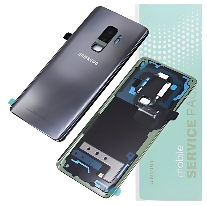 For Samsung S9 , G960 - Replacement Battery Cover , Rear Panel With Camera Lens - Titanium Grey - Service Pack - GH82 - 15865C