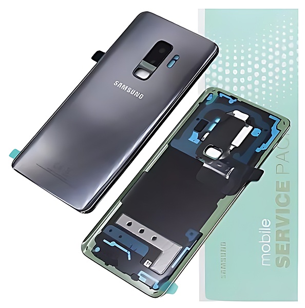 For Samsung S9 Plus , G965 - Replacement Battery Cover , Rear Panel With Camera Lens - Titanium Grey - Service Pack - GH82 - 15652C