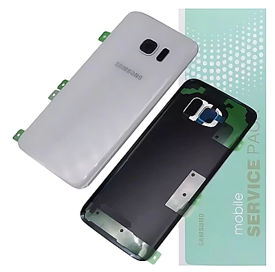 For Samsung S7 Edge , G935 - Replacement Battery Cover , Rear Panel With Camera Lens - White - Service Pack - GH82 - 11346D