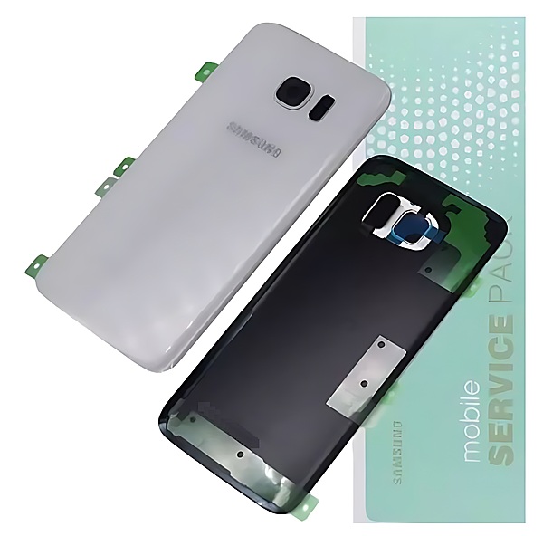 For Samsung S7 Edge , G935 - Replacement Battery Cover , Rear Panel With Camera Lens - White - Service Pack - GH82 - 11346D