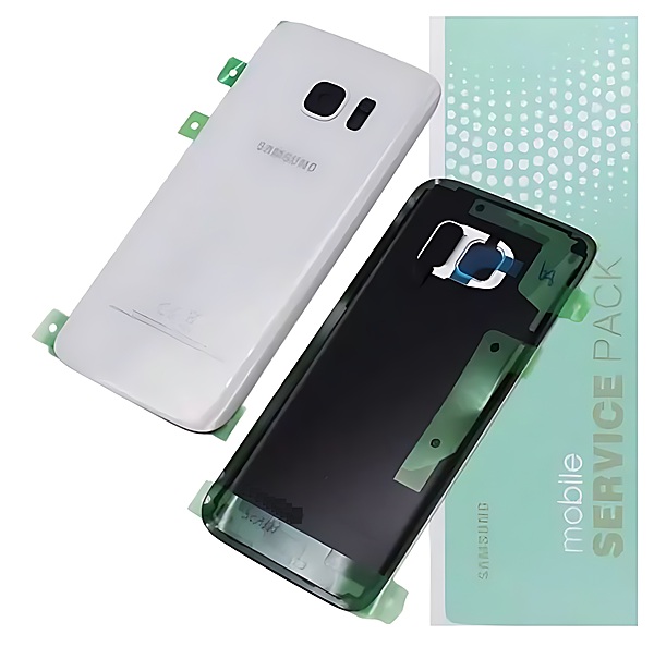 For Samsung S7 , G930 - Replacement Battery Cover , Rear Panel With Camera Lens - White - Service Pack - GH82 - 11384D