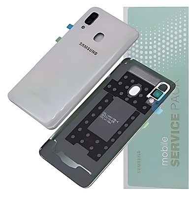 For Samsung A40 , A405 - Replacement Battery Cover , Rear Panel With Camera Lens - White - Service Pack - GH82 - 19406B