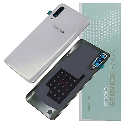 For Samsung A50 , A505 - Replacement Battery Cover , Rear Panel With Camera Lens - White - Service Pack - GH82 - 19229B