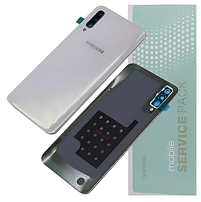 For Samsung A50 , A505 - Replacement Battery Cover , Rear Panel With Camera Lens - White - Service Pack - GH82 - 19229B