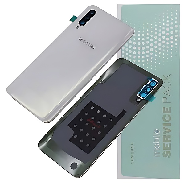 For Samsung A50 , A505 - Replacement Battery Cover , Rear Panel With Camera Lens - White - Service Pack - GH82 - 19229B
