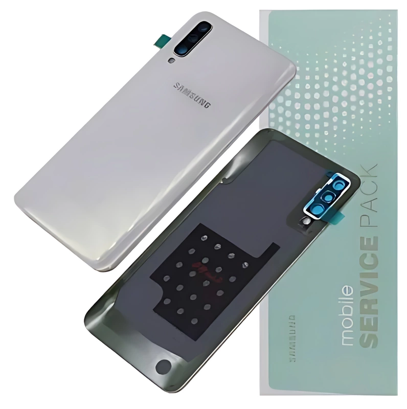 For Samsung A50 , A505 - Replacement Battery Cover , Rear Panel With Camera Lens - White - Service Pack - GH82 - 19229B