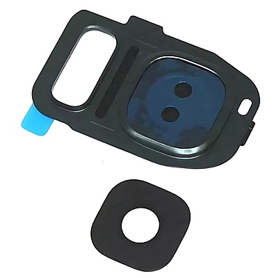 For Samsung Galaxy S7 Edge - Replacement Camera Lens And Housing Cover Glass With Adhesive - Black