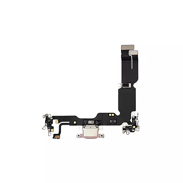 Genuine iPhone 15 Plus - Replacement Charging Port Flex Cable With Microphone - Original - Reclaimed - Pink