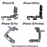 Genuine iPhone 15 Plus - Replacement Charging Port Flex Cable With Microphone - Original - Reclaimed - Pink