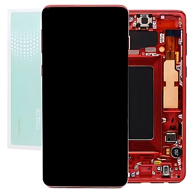 Genuine Samsung S10 G973 - Replacement Complete AMOLED Touch Screen Assembly - Cardinal Red - Service Pack - GH82 - 18850H