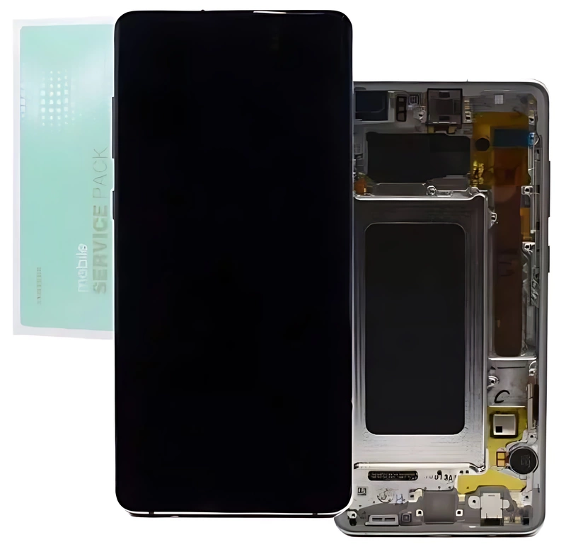 For Samsung S10 Plus G975 - Replacement Complete AMOLED Touch Screen Assembly - Prism White - Service Pack - GH82 - 18849B