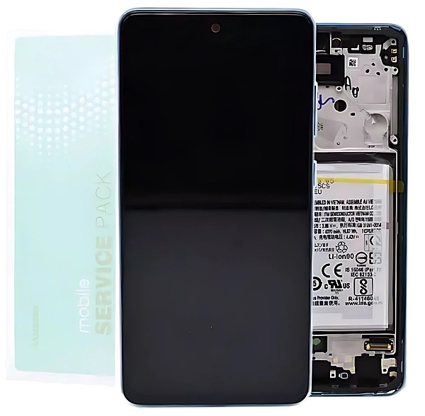 For Samsung A52 , A525 - Replacement OLED Touch Screen Assembly With Chassis & Battery - Awesome Blue - Service Pack - GH82 - 25229B