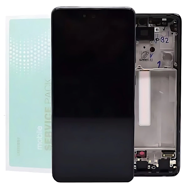 For Samsung A52 , A525 - Replacement AMOLED Touch Screen Assembly With Chassis - Awesome Black - Service Pack - GH82 - 25524A