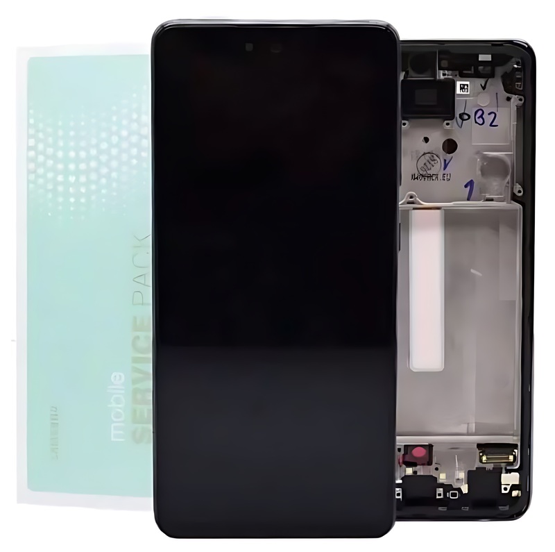 For Samsung A52 , A525 - Replacement AMOLED Touch Screen Assembly With Chassis - Awesome Black - Service Pack - GH82 - 25524A