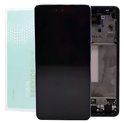 For Samsung A52 , A525 - Replacement AMOLED Touch Screen Assembly With Chassis - Awesome Blue - Service Pack - GH82 - 25524B