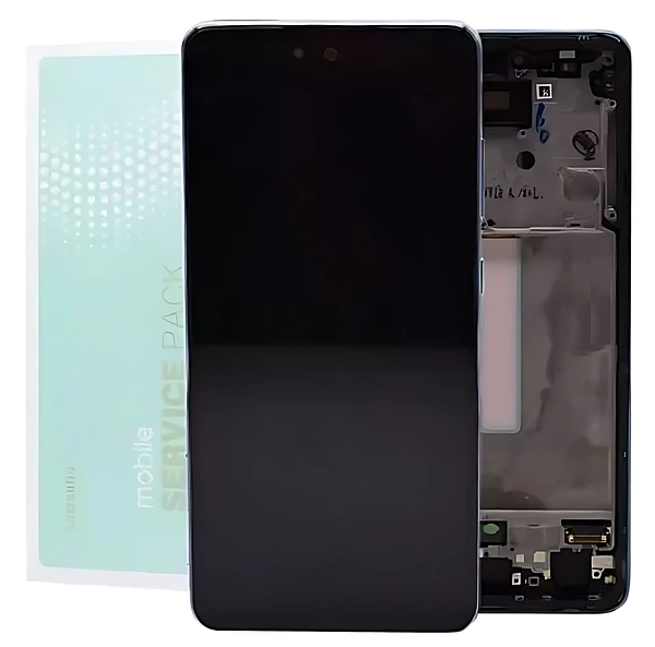 For Samsung A52 , A525 - Replacement AMOLED Touch Screen Assembly With Chassis - Awesome Blue - Service Pack - GH82 - 25524B