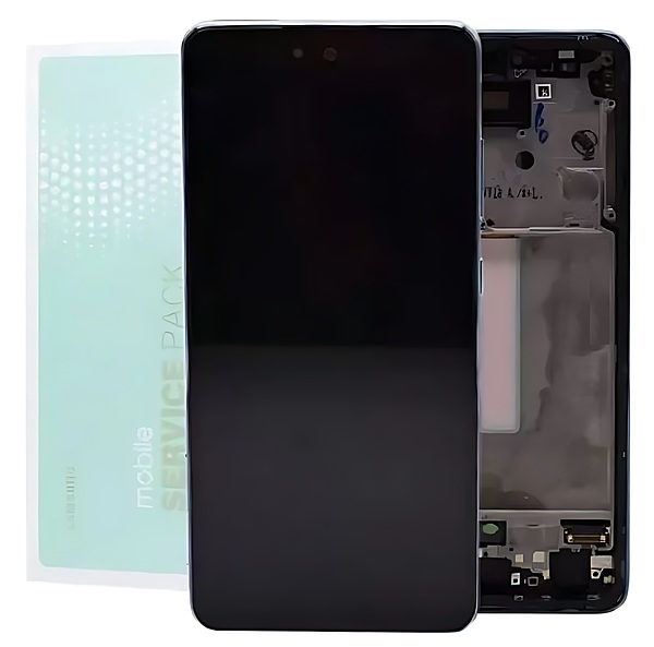 For Samsung A52 , A525 - Replacement AMOLED Touch Screen Assembly With Chassis - Awesome Blue - Service Pack - GH82 - 25524B