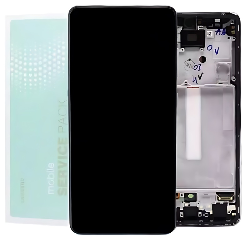 For Samsung A52 , A525 - Replacement AMOLED Touch Screen Assembly With Chassis - Awesome White - Service Pack - GH82 - 25524D