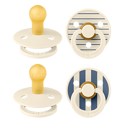 Bibs Pacifier Studio 4 pack Latex S1 Pin Ivory Vanilla Mix / Pin Ivory Steel Blue Mix