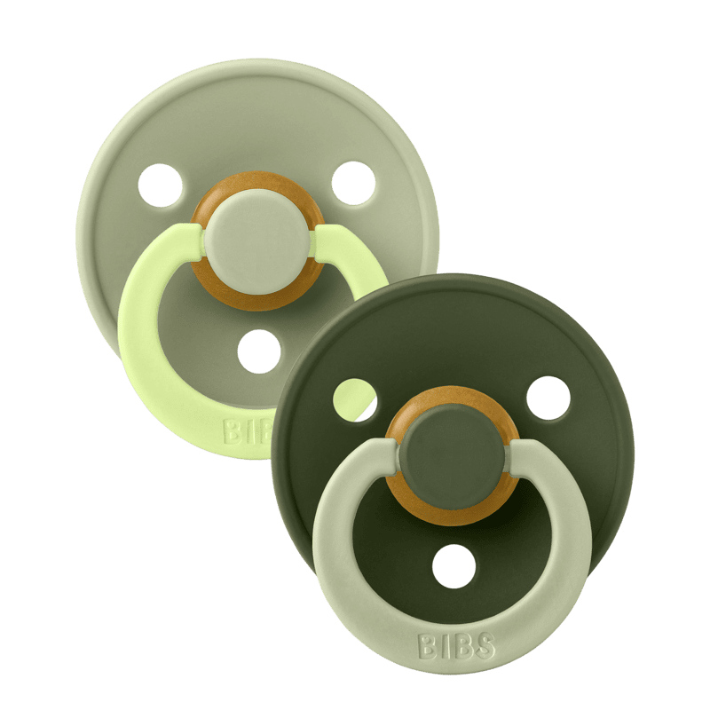 BIBS Pacifier Studio Colour 2 PACK Fusion Latex Size 1 Sage Hunter Green Mix