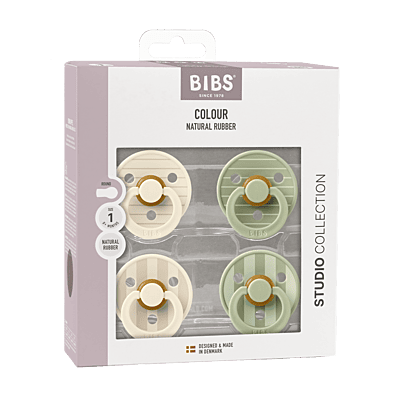 Bibs Pacifier Studio 4 pack Latex S1 Pin Ivory Vanilla Mix / Pin Sage Mix