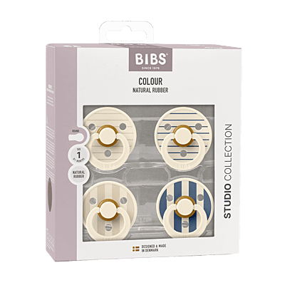 Bibs Pacifier Studio 4 pack Latex S1 Pin Ivory Vanilla Mix / Pin Ivory Steel Blue Mix