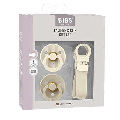 Bibs Colour Pacifier & Loop Clip Gift Set Latex Size 1 Ivory