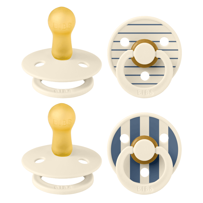 Bibs Pacifier Studio 4 pack Latex S2 Pin Ivory Vanilla Mix / Pin Ivory Steel Blue Mix