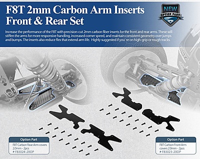 Sparko F8T Carbon Fiber Front Arm Inserts 2mm (2) Sparko F8T Carbon Fiber Front Arm Inserts 2mm (2)
