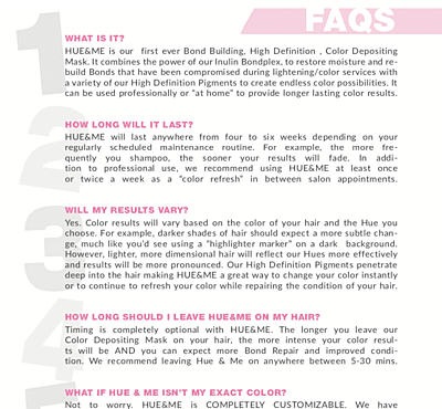 Hue & Me FAQ's Sheet