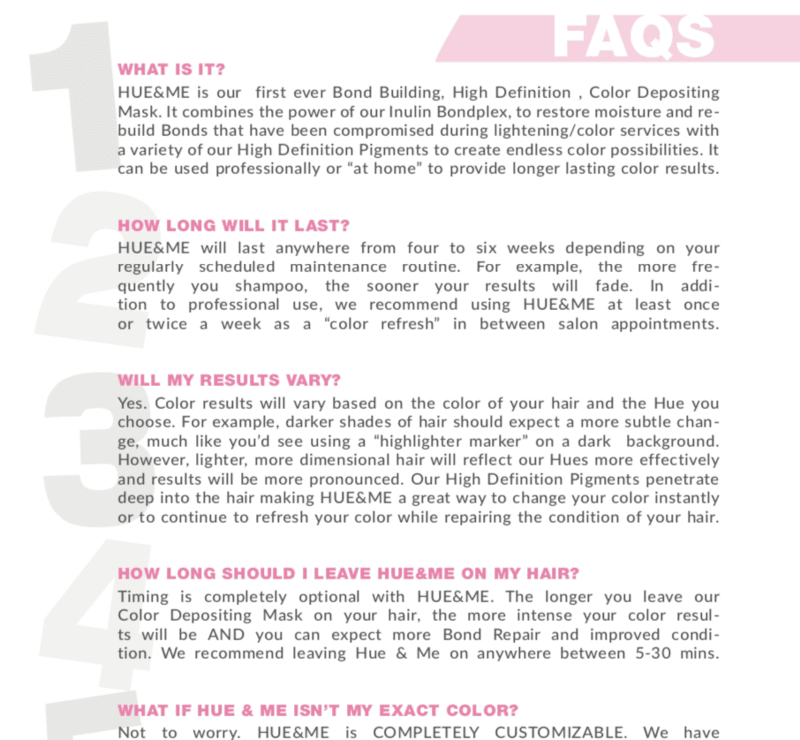 Hue & Me FAQ's Sheet