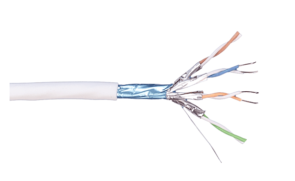 Cat 7 F/FTP Cable, low smoke zero halogen, white jacket, 4 pair count (/m)