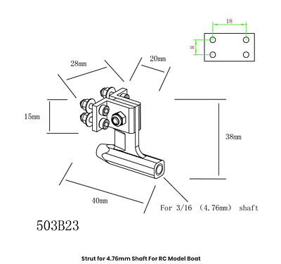 D=4.76 L=20 H=38 Strut