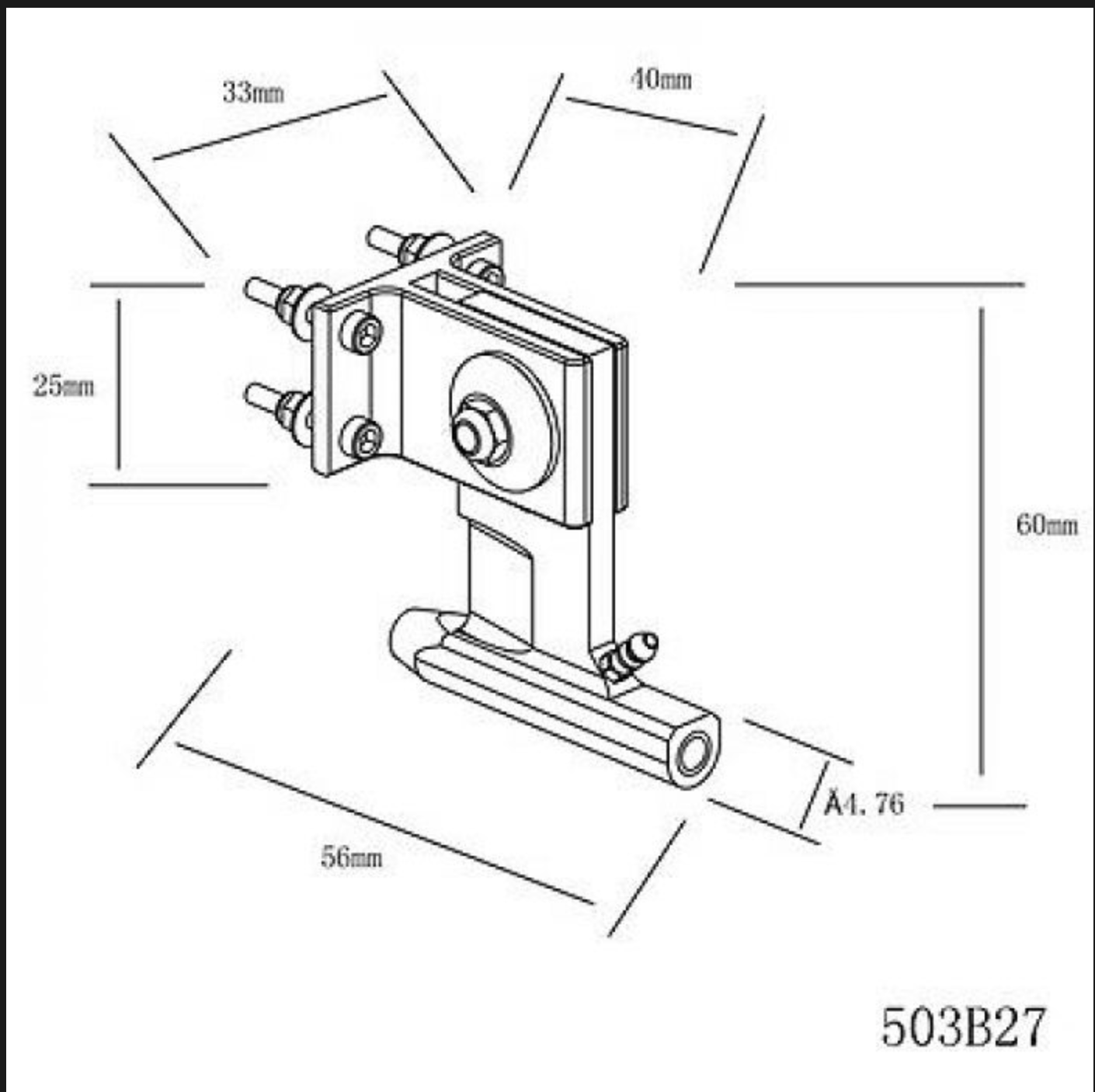 D=Ï†4.76 L=40 H=60 Strut