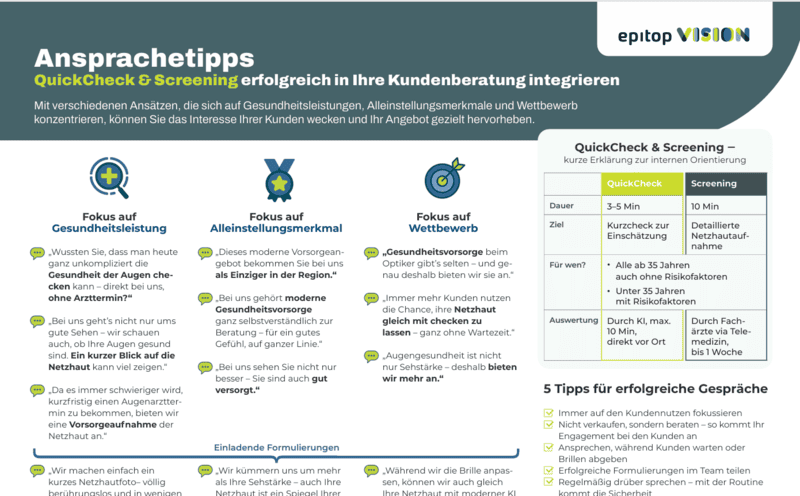 Verkaufshilfe zum QuickCheck und Screening
