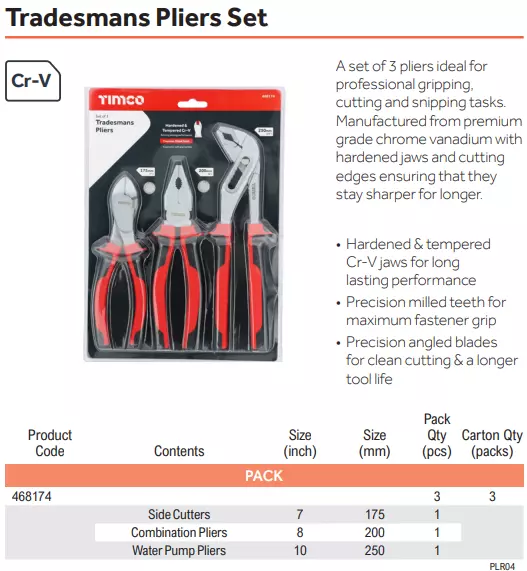 Tradesmans Pliers Set