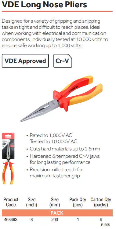 VDE Long Nose Pliers