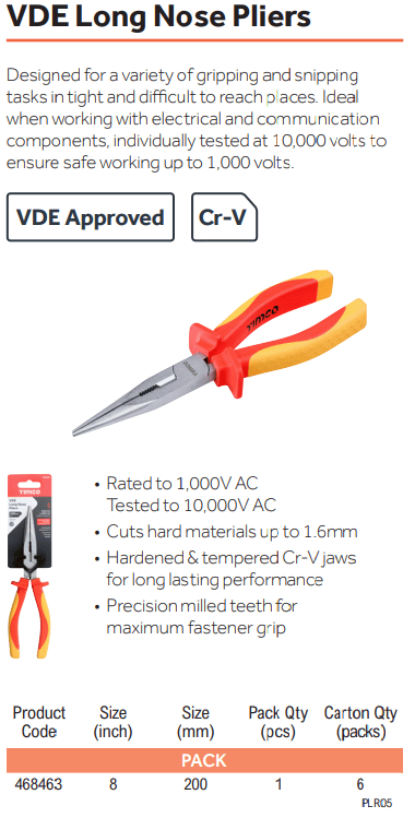 VDE Long Nose Pliers