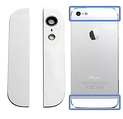 Apple iPhone 5 - rear back panel top and bottom glass panels plates - White