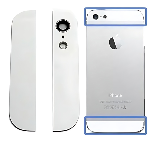 Apple iPhone 5 - rear back panel top and bottom glass panels plates - White