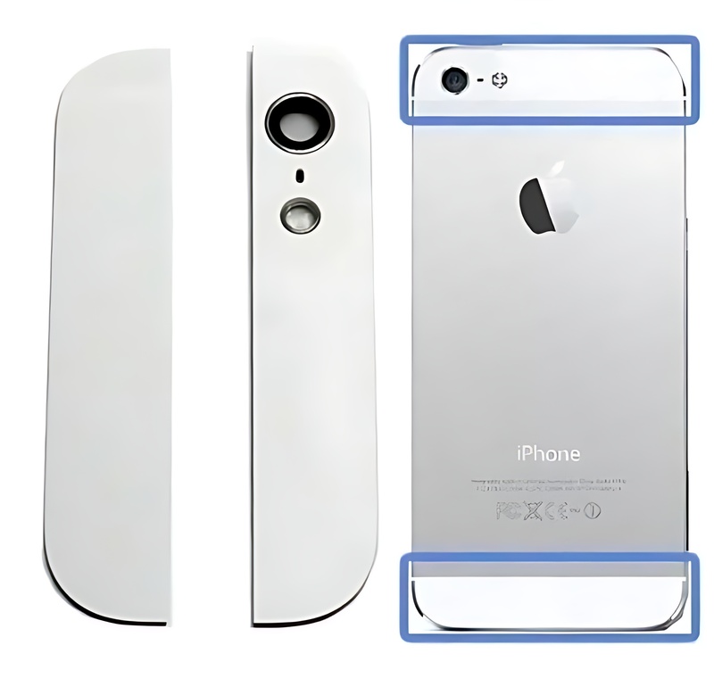 Apple iPhone 5 - rear back panel top and bottom glass panels plates - White