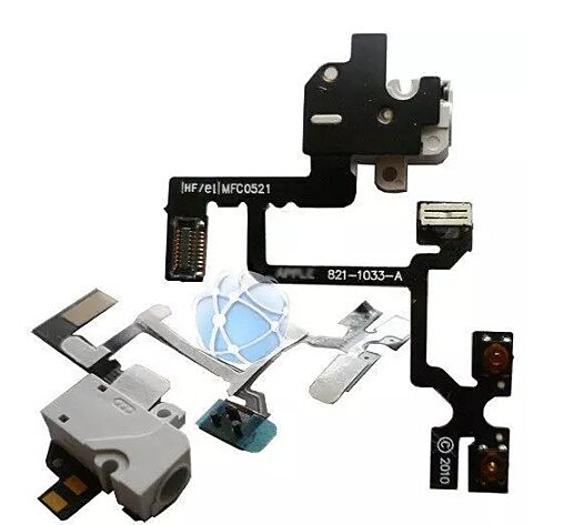 iPhone 4 Replacement Headphone Jack, Volume Buttons And Mute Switch Cable - White