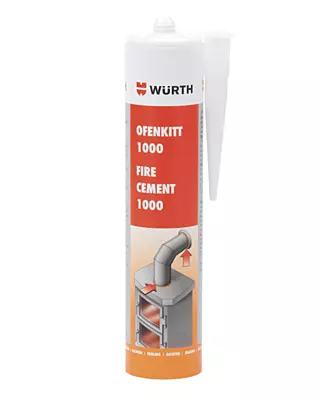 Würth Furnace Putty 1000 – High-Temperature Fire Cement & Sealant (310ml Cartridge)