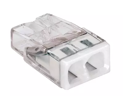 WAGO Screwless Series Plug Terminal – Compact 2 Pin White (0.5–2.5mm²)