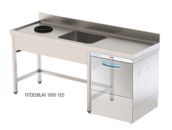 Fregadero con agujero de desbroce y huevo lavavajillas F.600 1800 izquierda