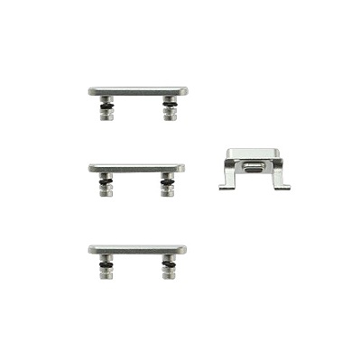 Apple iPhone 7 , 8 Plus - Replacement Buttons Set With Rubber Spacers - Silver