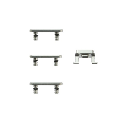 Apple iPhone 7 , 8 Plus - Replacement Buttons Set With Rubber Spacers - Silver